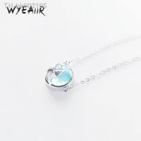 ✾ WYEAIIR 925 Sterling Silver Mermaid Tail Blue Crystal Shiny Fine Jewelry Luxury Female Necklace