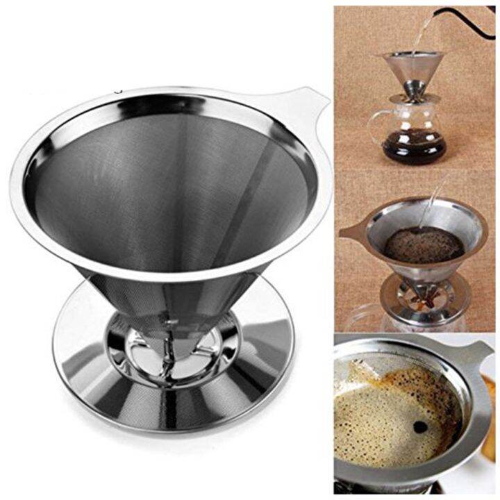 Reusable coffee filter holder stainless steel pour over brew drip