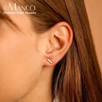 e-Manco Korean Style Small Stud Earrings for Women Fashion Stainless Steel Safety Pin Ladies Earrings Studs Jewelry