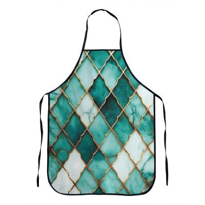 1 Pcs Marble Geometric Apron Oil-proof Waterproof Apron Waist Wipe Hand Sleeveless Aprons Household Cooking Tools
