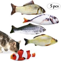 5Pcs Cat Pillow Catnip Toys Fish Shape Simulation Plush Cat Toys Fish Chew Bite Toy Kicker Toy Playing Toy For Interactive Pet Toys