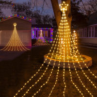 9Strand 2M Star Christmas String Light น้ำตก LED Fairy Light สวนกลางแจ้ง Patio Tree Garland Light สำหรับปาร์ตี้วันหยุด Decor