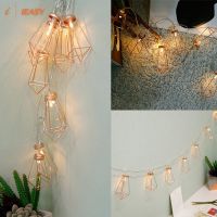 {ItalyNest shop}เช่น❤ไฟสาย LED พร้อมโคมไฟห้องสวน LED 10ดวงสำหรับตกแต่งเทศกาลคริสต์มาสรูปทรงเรขาคณิต