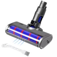 หัวทำความสะอาดลูกกลิ้งอ่อนสำหรับ V6 Dyson DC58 DC59 DC61 DC62 DC74เครื่องดูดฝุ่นไร้สายอุปกรณ์เสริมไฟหน้ารถมอเตอร์ไซค์แบบ LED เครื่องดูดฝุ่น