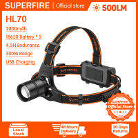 SUPERFIRE ไฟหน้าซูมได้ HL70,ไฟสวมศีรษะชาร์จแบตเตอรี่ลิเธียม18650ใช้ได้นานมาก