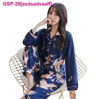 Asdsadsaaff Mulheres Cetim De Seda Conjuntos Pijamas Calças Mas Monga Terno Camisola Vestido Bunho เสื้อนอน M-5XL โอเวอร์ไซส์