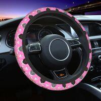 38cm Puppy Dachshund Sausage Florals Steering Wheel Cover Pet Auto Car Steering Wheel Protector Car Accessories 14.5 15 Inch