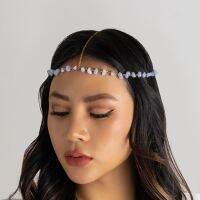 Ingemark Elegant Natural Stone Head Chain Women Dancer Wedding Bridal Boho Tassel Headband Forehead Accessories Party Jewelry