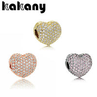 2020 Fashion New High Quality Romantic Pave Heart Clip Beads Best Accessories Gifts For Womens Valentines Day Charm Jewelry