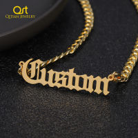 Personalized Name Necklace Stainless Steel Curb Chain Custom Old English Font Pendant Handmade Men Jewelry For Women Bridesmaid