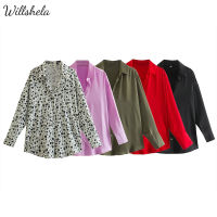 Willshela เสื้อเชิ้ตผ้าซาตินแฟชั่นสำหรับผู้หญิงปกเสื้อคอเสื้อแขนยาวกระดุมแถวเดียวเสื้อสำนักงานผู้หญิงเสื้อซับใน