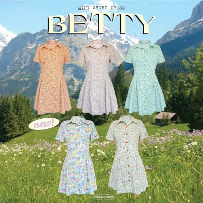 POKEE BETTY DRESS มินิเดรสเชิ้ตลายดอกไม้ 🌼🍵