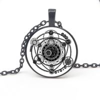 Retro Fantasy Magic Sigi Witchcraft Pattern Pendant Necklace Glass Cabochon Jewelry Necklace Men Women Accessories Gift Souvenir