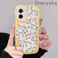 เคส Chenyyka สำหรับ OPPO A76 A96 A36แฟชั่นกระต่ายดอกไม้ลวดลายเนื้อครีมกันกระแทกแบบใสนิ่มเคสมือถือความคิดสร้างสรรค์เคสป้องกันซิลิกาเจลโปร่งใสลายกล้องถ่ายรูป