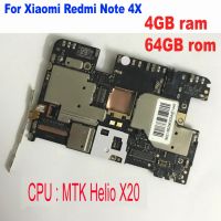 ปลดล็อกเมนบอร์ดอิเล็กทรอนิกส์ดั้งเดิมสําหรับ Xiaomi Redmi NOTE 4X MTK Helio X20 4GB 64GB วงจรแผ่น Flex Cable