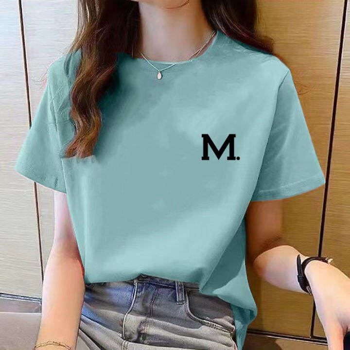 เสื้อยืดผู้หญิงแขนสั้นพิมพ์ลายใหม่-เสื้อแฟชั่นลำลองเรียบง่ายฤดูร้อน