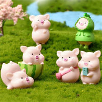 7ชิ้นเซ็ต Piggy Miniatures Figurines ของเล่นมินิหมูสัตว์รุ่นเครื่องประดับ Garden Dollhouse Micro Landscape Home Desktop Decor