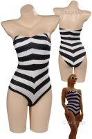 Margot Cosplay Sexy Black White Stripped Swimsuit Summer Women Costume 2023 Movie Barbei Fantasia Halloween Beach Party Disguise