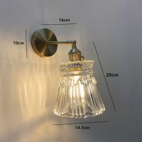 Decorative Nordic Wall Lamp Glass Shade Rotatable Modern Brass Bedside Led  Lamp Mirror Light Fixture For Indoor Hallway Bedroom