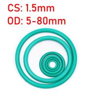 Thickness CS 1.5 OD 5 - 80 MM Green FKM Fluorine Rubber Oil Sealing Gasket O Ring