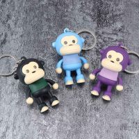 Cute Monkey Keychain LED Light Sound Keyring Animal Flashlight Keyring Child Gift Toy Women Men Bag Accessories