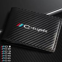 ♚﹍✲ For Citroen C1 C2 C3 C4 C5 C6 C8 C-elysee Carbon Fiber Credit Bank Card Holder Leather Driver License ID Card Bag