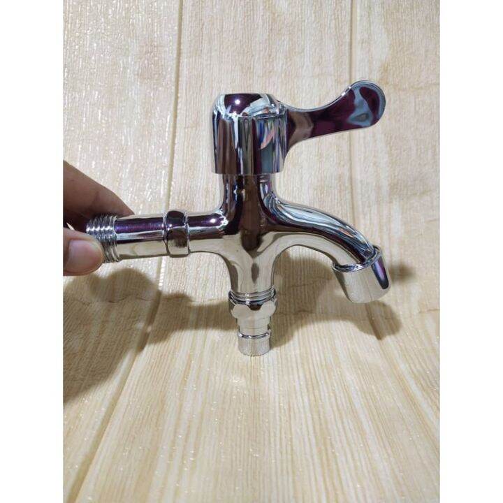 BATHROOM WATER PIPE 2 WAY FAUCET TAP DOUBLE HEAD STAINLESS STEEL SUS304 ...