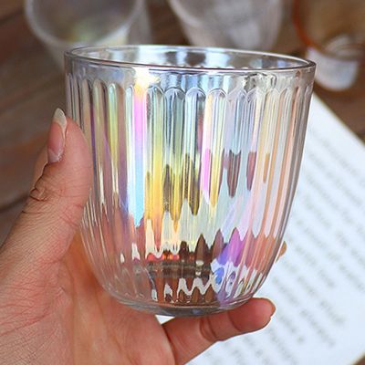 Nordic Ribbed Glass Cup 290ml 400ml Amber Clear Thick Rainbow Grey Coffee Milk Water Juice Machine Pressed Glass Cup 1 Pc - Glass - AliExpress