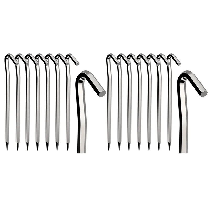 Tent Pegs 8 PCS 18cm Metal Heavy Duty Tent Hooks Aluminum Alloy Rust Free Camping  Tent Ground Pegs