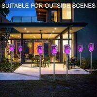 12468Pcs Solar Flame Torch Lights Flickering Light Waterproof Garden Decoration Outdoor Lawn Path Yard Patio Lamps