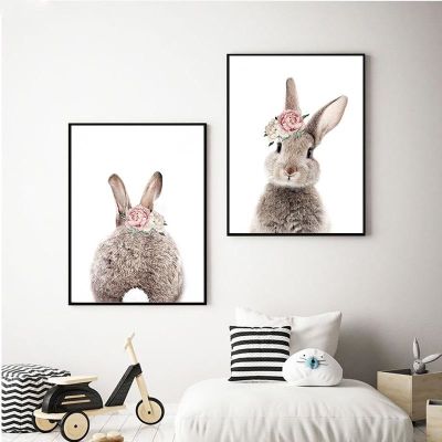 Minimalist Bunny Rabbit Nursery Wall Canvas Painting Print And Poster Wall Pictures for Living Room Kids Room Decor