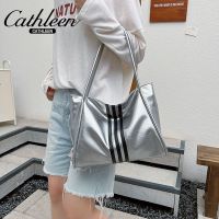 Kathleen portable large capacity bright surface texture bags female contracted stripe tote bags alar BaoChao niche fashion --ndjb238803