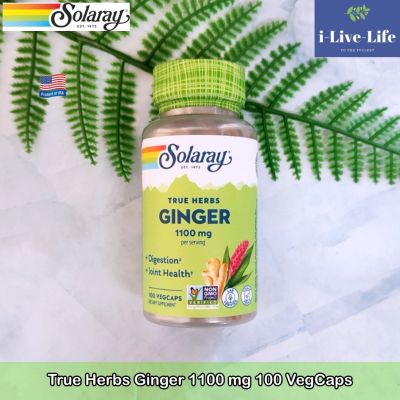 สารสกัดจากรากขิง ขิงสกัด True Herbs Ginger 1100 mg 100 VegCaps - Solaray