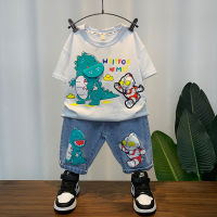 Ultraman Boys Summer Suit 2023 New Fashion Baby Cartoon Summer Short Sleeve Stylish Two-Piece Suit Handsome