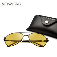 AOWEAR Famous Brand Night Vision Glasses for Driving Night Yellow Polarized Sunglasses for Men Women Pilot Driver Sun Glasses