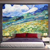 (ร้อน) ภาพวาดหมึก Starry Night Home ตกแต่ง Art Tapestry hippie Bohemian ตกแต่งห้องนอนพื้นหลังผ้า tapest