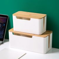 Wood Lid Cable Wire Socket Storage Box Organizer for Extension Cord Power Stripe Surge Protector Desktop Organizers