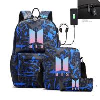 [COD] New Bulletproof Youth with the same style male and female USB charging lock backpack student bag pen large capacity Korea