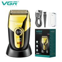 VGR Shaver Professional Foil Shaver Rechargeable Hair Trimmer Electric Shavers Shaving Machine For Men With Charging Base V-383