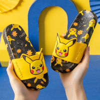 Pokemon Pikachu รองเท้าแตะเด็กน่ารักการ์ตูนสามมิติรองเท้าแม่ลูกรองเท้าแตะกันลื่นใส่ในบ้านสำหรับผู้ชายและผู้หญิง