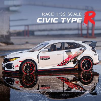 1:32ชั่งฮอนด้าซีวิค TYPE-R อัลลอยรถรุ่นแสงและเสียงผล Die Cast รถรุ่นของเล่นสำหรับเด็กผู้ชายของเล่นสำหรับเด็กของขวัญสำหรับเด็กผู้ชายรถสำหรับเด็กผู้ชายคอลเลกชันรถรุ่น