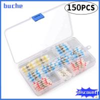 BUCHE 150PCS 4สีค่ะ ขั้วต่อสายไฟ 4ขนาด ขั้วต่อสายไฟซีลโลหะ กันน้ำกันน้ำได้ ขั้วต่อบัดกรี มารีน