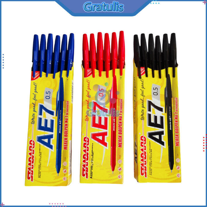 PULPEN STANDARD [AE7 0.5/12 PCS] / BALLPOINT PENA PEN TINTA [1 PACK ...