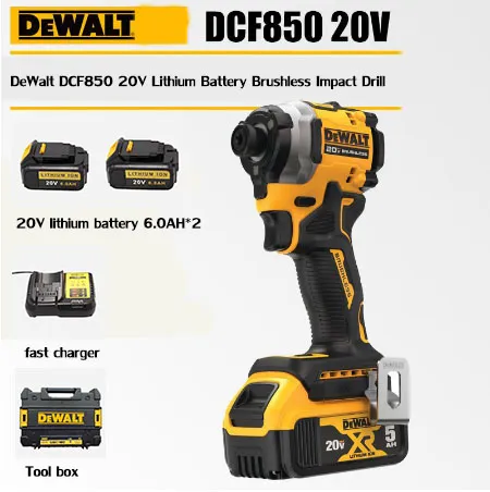 ของแท้-100-dewalt-ไขควงไร้สาย-dcf850-ไขควงกระแทกไร้แปรงถ่าน-มาพร้อมกับแบตเตอรี่ลิเธียม-20v-สองก้อน-เครื่องมือไฟฟ้า