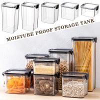 Large Capacity Plastic Kitchen Refrigerator Box Multigrain Tank Storage Sealed 460ml/700ml/950ml/1300ml/1800ml Container Transparent Storage Cans Food E8C9