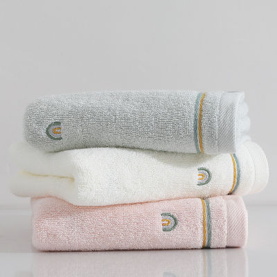 34x75cm Simple Rainbow Embroidery Cotton Soft Water Absorption Bathroom Family Hand Towel