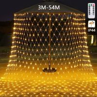 3M-54M LED Outdoor Fishing Net Christmas Fairy Lights Festoon Garden Street Garland Curtain Wedding Tree Ramadan Decoration 2023 Fairy Lights