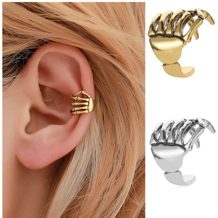 men-hollow-jewelry-halloween-skull-hand-spine-ear-cuffs-earring-earrings