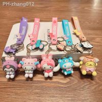 Sanrio Cute Girl Keychain Bag Pendant Pink Kuromi Melody Cinnamoroll Car Key Sanrio Accessories Set Ring Backpack Holiday Gifts