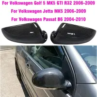 Cubiertas De Espejo Retrovisor สำหรับกอล์ฟ MK5 GTI Jetta 5 Passat B6 ABS, Fibra De Carbono Negro Brillante Covers/